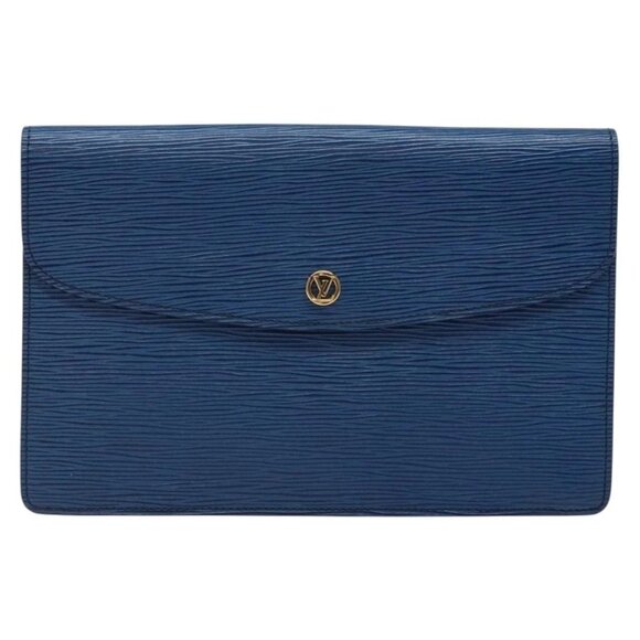 LOUIS VUITTON Epi Montaigne 27 Clutch Bag Blue M52655 LV Auth 135873 - Picture 2 of 16